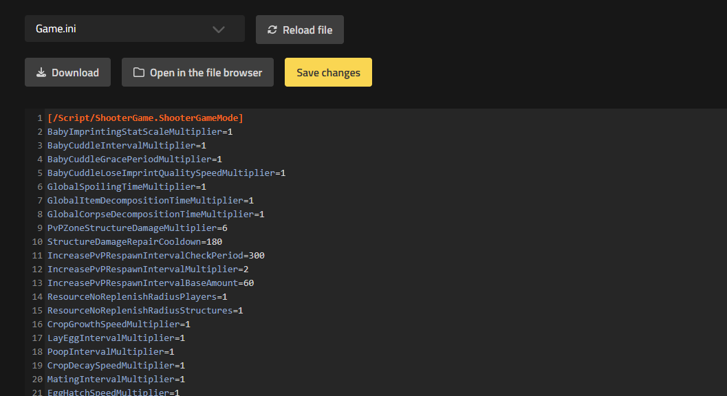 Elenco dei file di configurazione modificabili per un server ARK: Survival Ascended