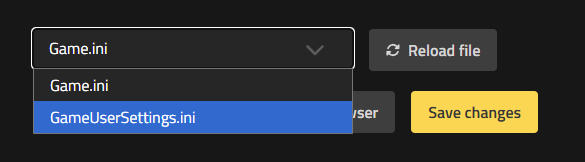 Selezione della scheda GameUserSettings.ini