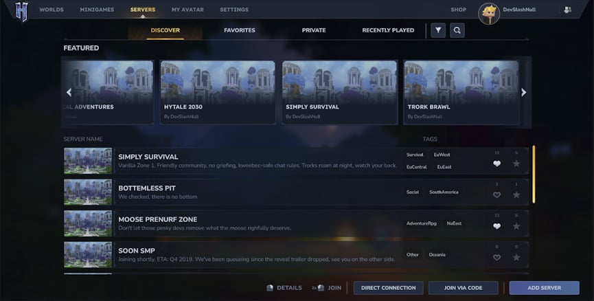 Hytale Serverliste