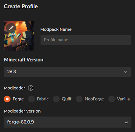 Creare profilo CurseForge