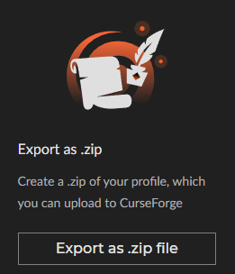 Esportare in ZIP su CurseForge