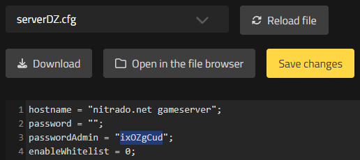 DayZ Nitrado 管理者パスワード