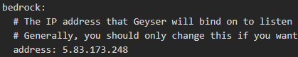 Adresse Bedrock Geyser