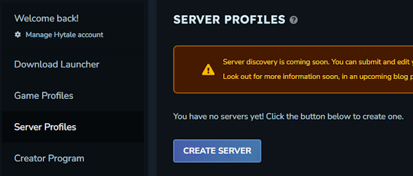 Configuración de descubrimiento de servidores Hytale
