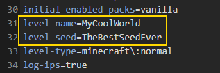 Level Name Seed Minecraft Config