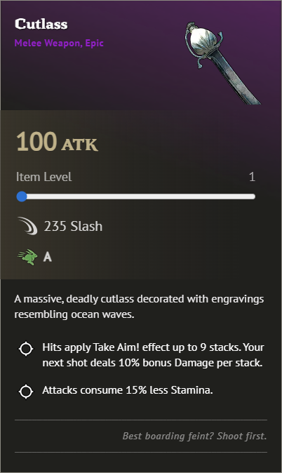 Meilleures armes dans Windrose - Coutelas