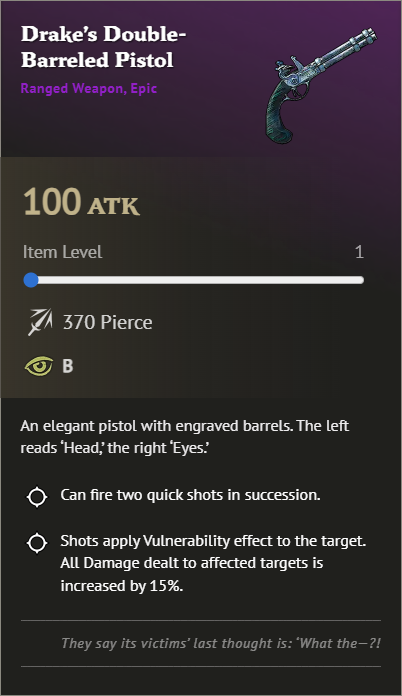 Meilleures armes dans Windrose - Pistolet à Double Canon de Drake