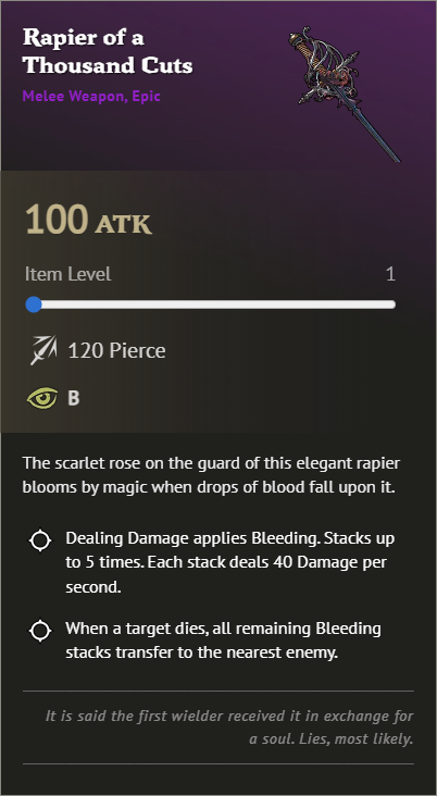 Meilleures armes dans Windrose - Rapière des Mille Entailles