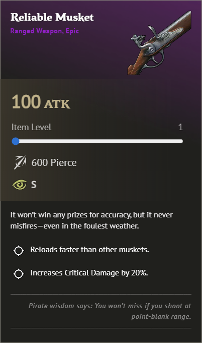 Meilleures armes dans Windrose - Mousquet Fiable