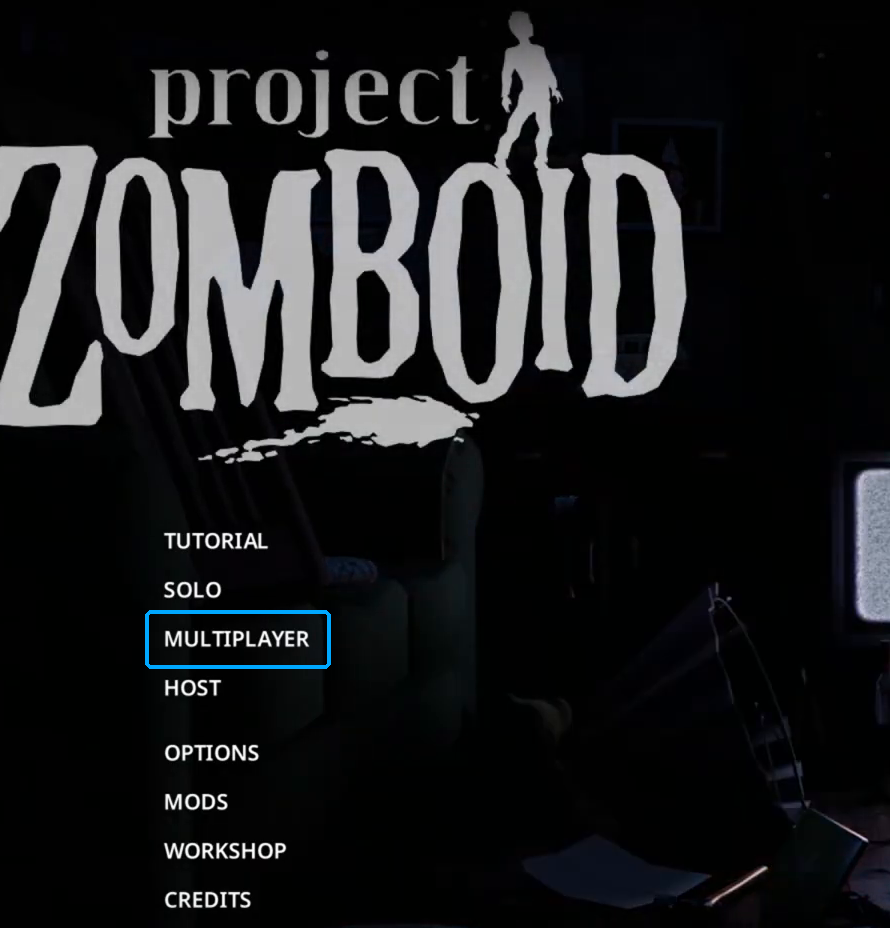 Der Mehrspieler-Eintrag im Hauptmenü von Project Zomboid