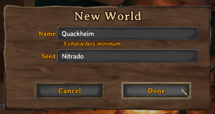 Create New World with Custom Seed