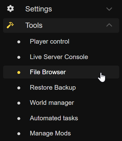 Open Nitrado Minecraft File Browser