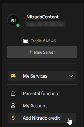 How to Charge Your Nitrado Account - Charge Account from Service Overview