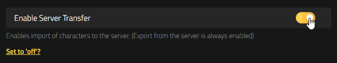 Conan Exiles Server / Charakter Transfer Tool - Server Transfer aktivieren