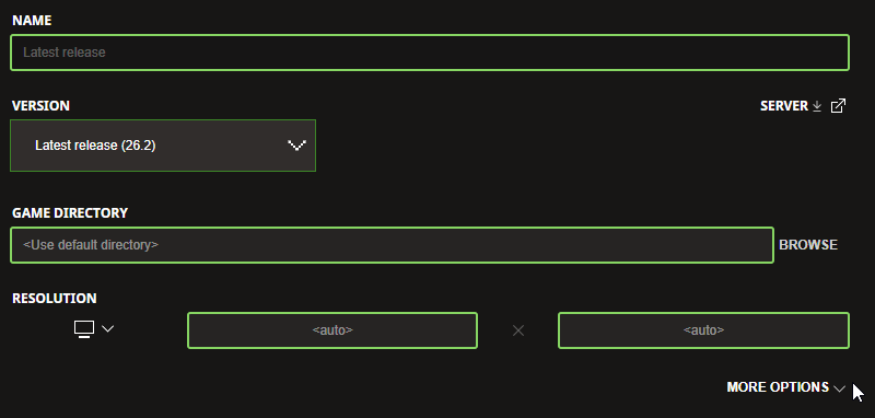 Open Advanced Options
