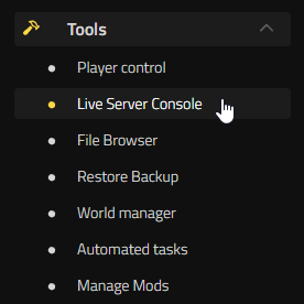 Aprire la Live Server Console