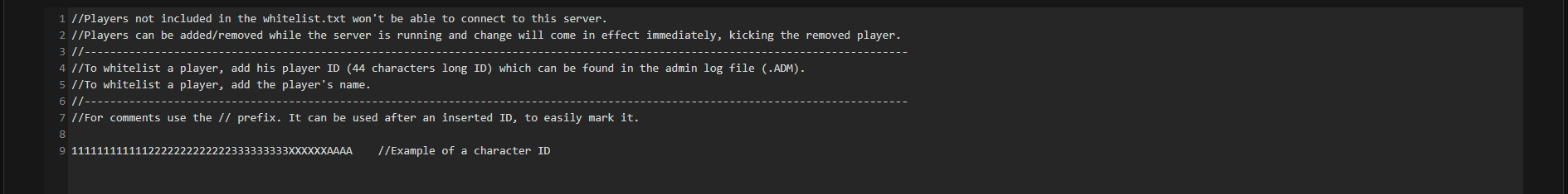 whitelist.txt im Konfigurationsdatei-Editor geöffnet