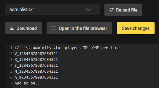 Modifica il file adminlist.txt