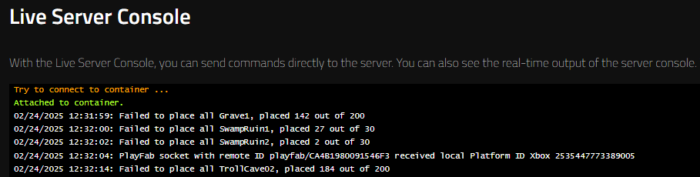 Riga del registro della Console Server Live che mostra un ID Xbox in connessione