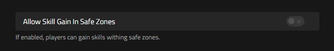 Opzione Allow Skill Gain In Safe Zones nell'interfaccia web di Nitrado