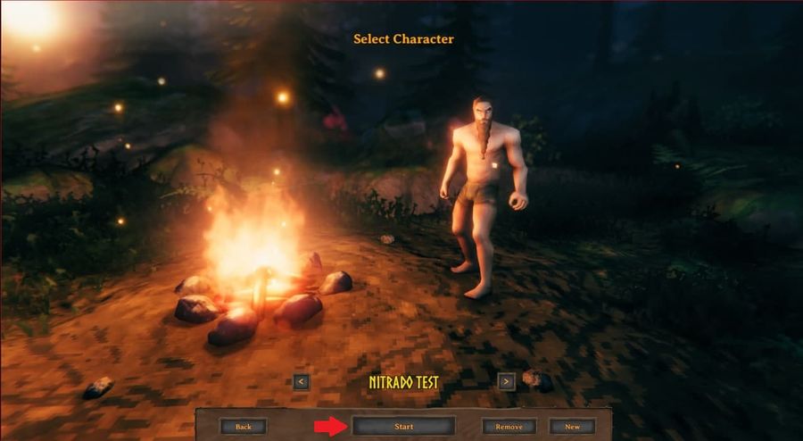 Schermata di selezione del personaggio in Valheim