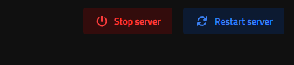 Nitrado Web Interface top bar showing the Stop server and Restart server buttons